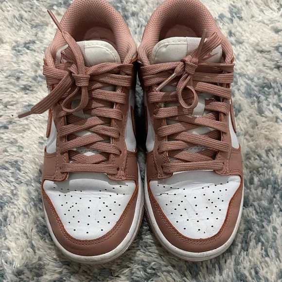 Nike Women's Low-Top Sneakers in Dusty Rose and White - Picture 3 of 6